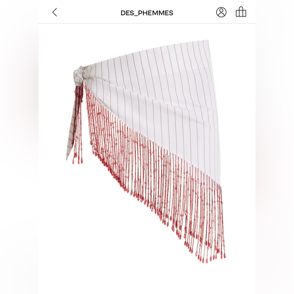 Striped White and Red Fringe Skirt — BRAND NEW NEVER WORN